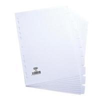 Elba A4 Manilla Subject Dividers Europunched 10-Part White Single