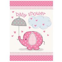 Elephant Umbrella Pink Party Invitations