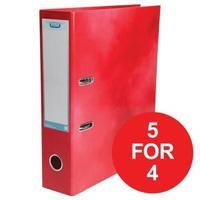 Elba Classy A4 Lever Arch File 70mm Laminated Gloss Finish Red Single