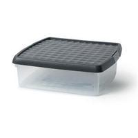 elite 132 litre plastic storage clip box clear with black lid 939905