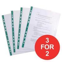 Elba A4 Pocket Multi-punched 55-Micron Green-Strip Clear 1 x Pack of