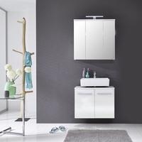 Elvis Wall Mount White Bathroom Set In Gloss Fronts And Lighting