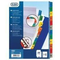 Elba A4 Extra-Wide Mylar Multi-Coloured Index 1-12