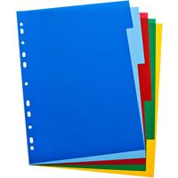 elba a4 colour polypropylene divider 5 part assorted