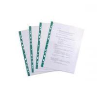 Elba (A4) Pocket Multi-punched 55-Micron Green-Strip Clear (1 x Pack of 100)