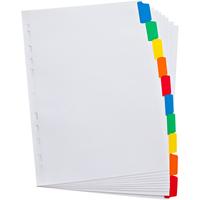 elba a4 colour mylar divider 10 part assorted 100204941