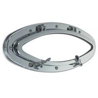 elliptical opening porthole in brass or chromium plated