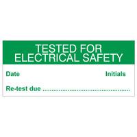 electrical safety testre test labels green on nylon cloth 38 x 15