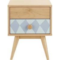 ella bedside table blue and pine