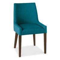 ella walnut teal fabric scoop back dining chairs pair