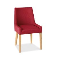 Ella Oak & Red Fabric Scoop Back Dining Chairs - Pair