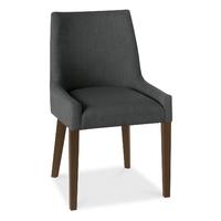 Ella Walnut & Charcoal Fabric Scoop Back Dining Chairs - Pair