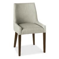 Ella Walnut & Linen Fabric Scoop Back Dining Chairs - Pair