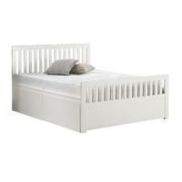 Elena Wooden Bed Frame With Drawers - White - Double