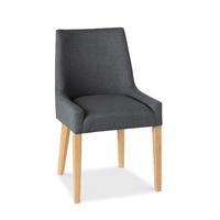 Ella Oak & Steel Fabric Scoop Back Dining Chairs - Pair