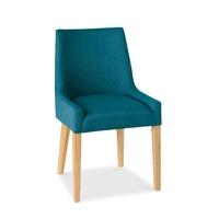 ella oak teal fabric scoop back dining chairs pair