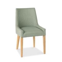 Ella Oak & Aqua Fabric Scoop Back Dining Chairs - Pair