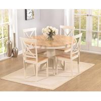 Elton Cream 120cm Round Pedestal Dining Table Set with Chairs