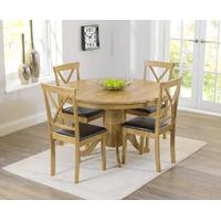 Elton 120cm Round Pedestal Dining Table Set with Chairs