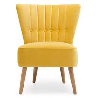 Elle Velvet Button Back Cocktail Chair Yellow