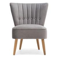 Elle Velvet Button Back Cocktail Chair Grey