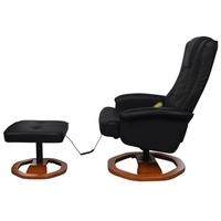 Electric Artificial Leather Massage Chair Black with Footstool