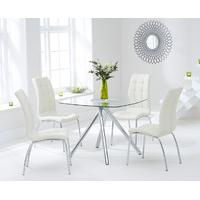 Elva 100cm Glass Dining Table with Cream Calgary Chairs