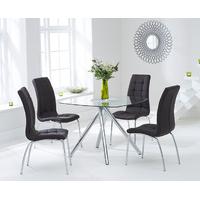 Elva 100cm Glass Dining Table with Brown Calgary Chairs