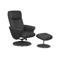 Elissa Black Faux Leather Recliner Chair and Footstool