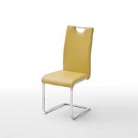 Elly Dining Chair In Curry Faux Leather With Chrome Legs