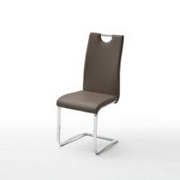 Elly Dining Chair In Brown Faux Leather With Chrome Legs