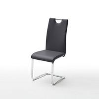 Elly Dining Chair In Black Faux Leather With Chrome Legs