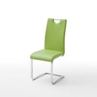 Elly Dining Chair In Green Faux Leather With Chrome Legs