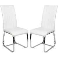 Elston Dining Chair In White Faux Leather In A Pair