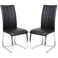 Elston Dining Chair In Black Faux Leather In A Pair