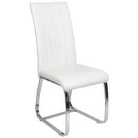 Elston Dining Chair In White Faux Leather With Chrome Legs