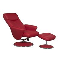 Elissa Red Faux Leather Recliner Chair and Footstool