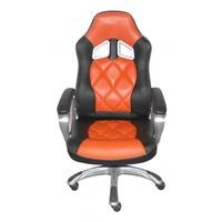 Elvina Home Office Chair In Black And Orange Faux Leather