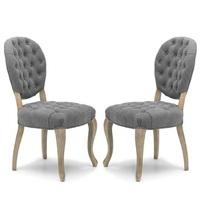 Elsa Fabric Dining Chair In Grey Linen And Washed Legs In A Pair