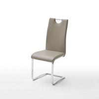 Elly Dining Chair In Cappuccino Faux Leather With Chrome Legs