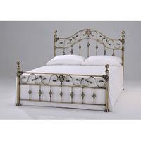 Elizabeth Brass Finish Metal King Size Bed With Brass Finials