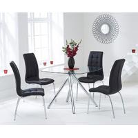 Elva 100cm Glass Dining Table with Black Calgary Chairs
