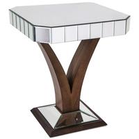 Elmire Walnut Base Mirrored Side Table