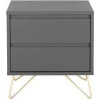 Elona Bedside Table, Charcoal and Brass