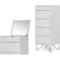 Elona vanity chest of drawers, grey and copper