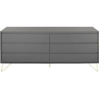 Elona Wide Chest Of Drawers, Charcoal and Brass