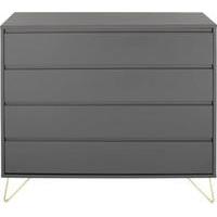 Elona Chest Of Drawers, Charcoal and Brass