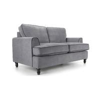 Elena 3 Seater Sofa Light Grey with Dark Grey Piping