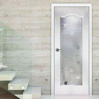 Elizabethan Lightly Grained Pvc Door - Carluke Fusion Sandblast Style Toughened Glass