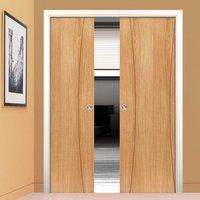 Elements Arcos Oak Double Pocket Doors - Prefinished